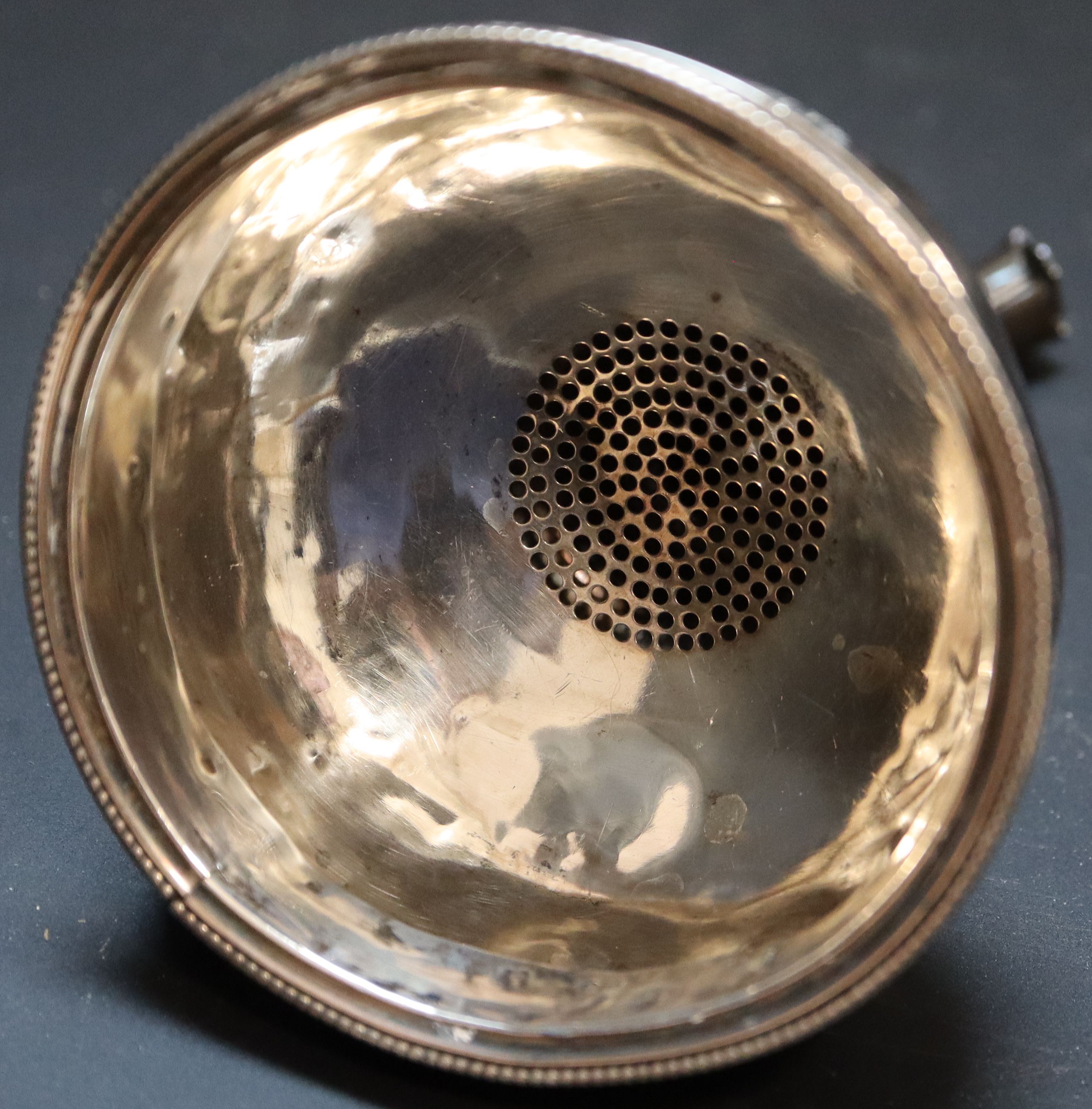 A George III silver wine funnel, 11.7cm, 90 grams (a.f.).